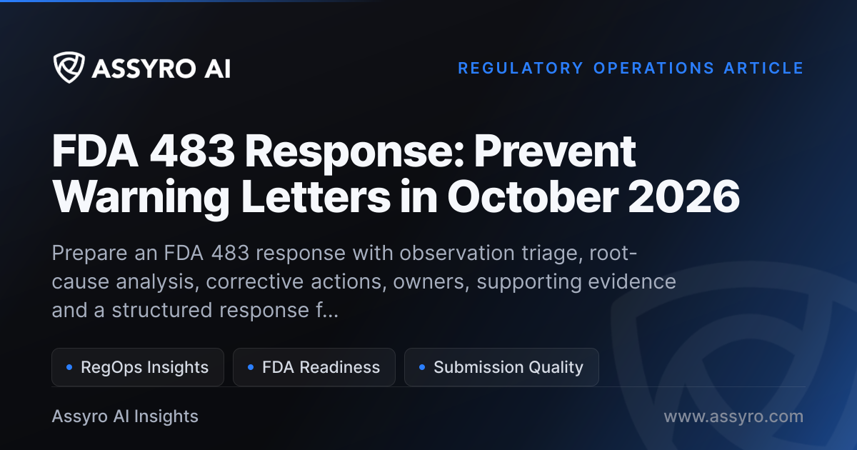 FDA 483 Response: Prevent Warning Letters in May 2026 | Assyro AI