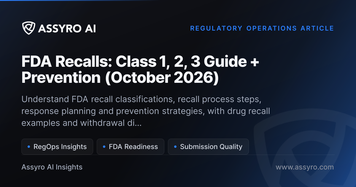 FDA Recalls: Class 1, 2, 3 Guide + Prevention (May 2026) | Assyro AI