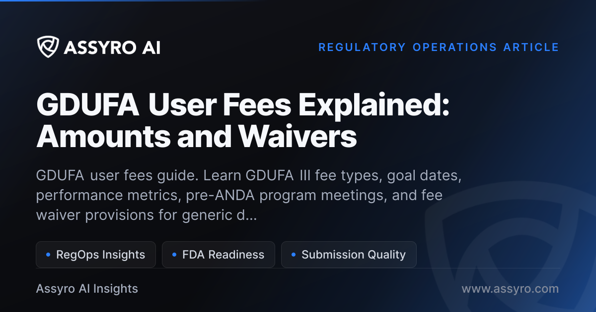 GDUFA User Fees Explained: Amounts and Waivers | Assyro AI