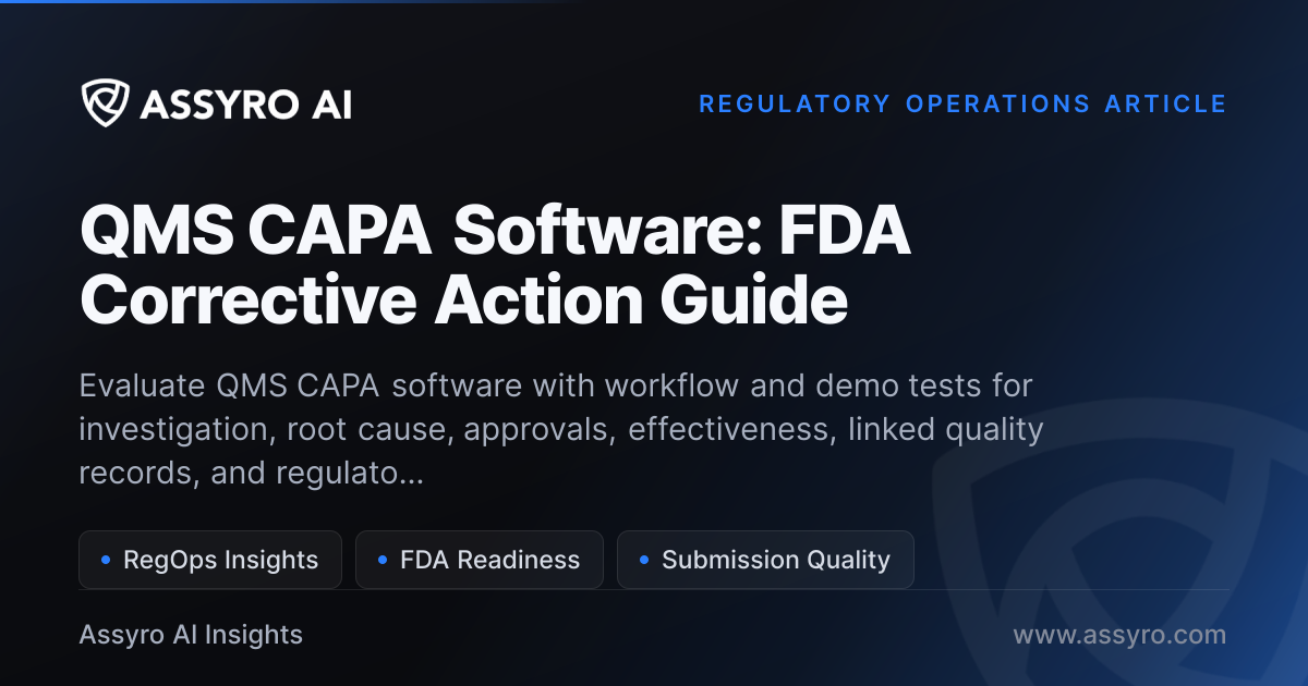 QMS CAPA Software: FDA Corrective Action Guide | Assyro AI